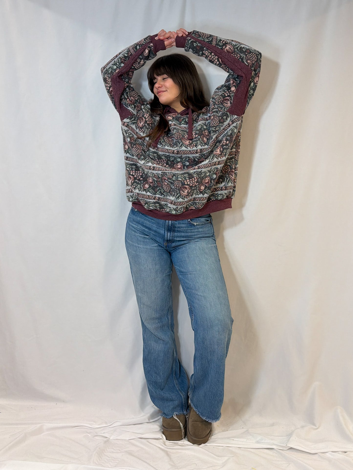 Purple Floral Hoodie