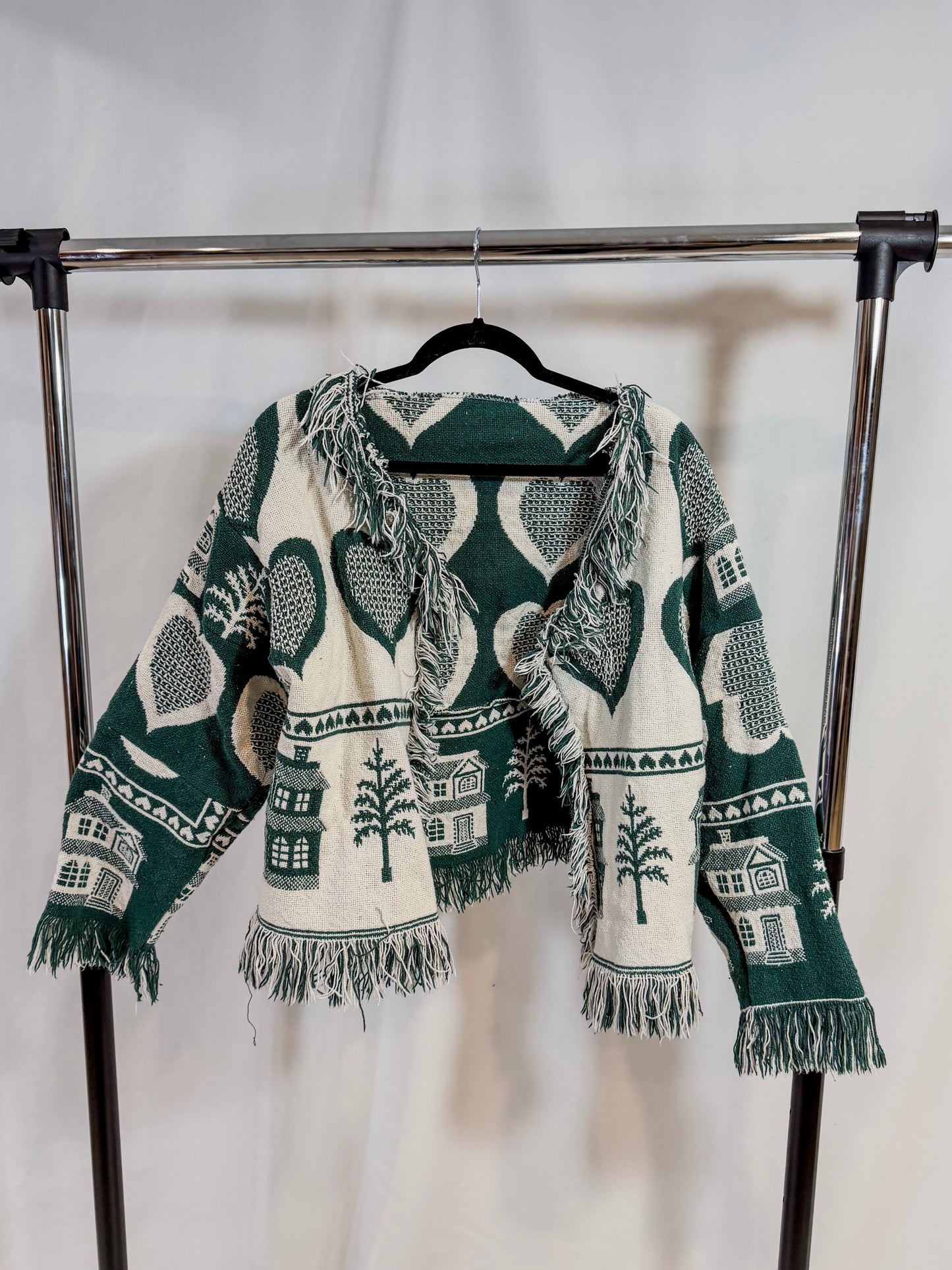 Green Fringe Sweater