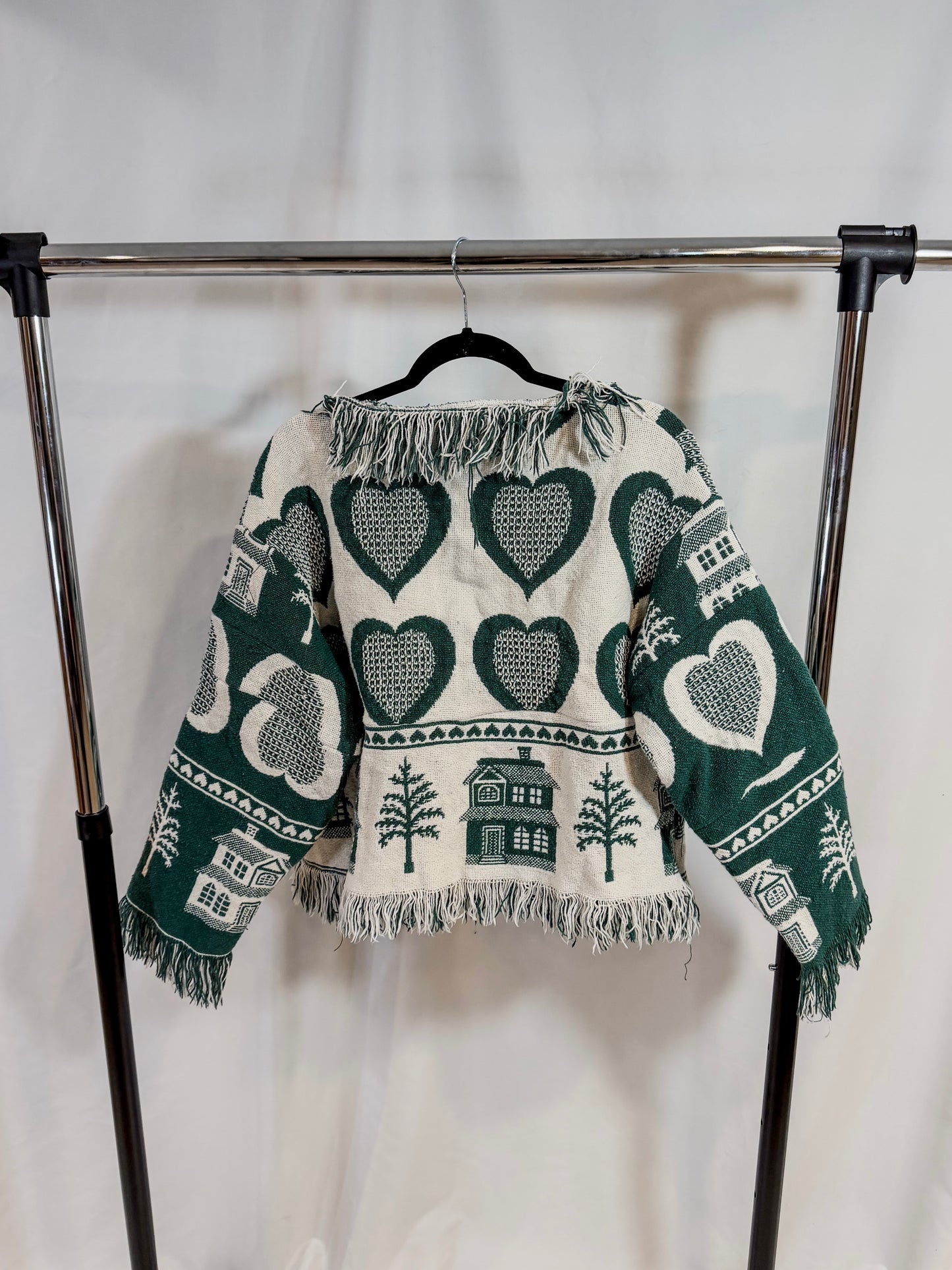 Green Fringe Sweater